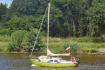 Segelboot INCEPTION am 24.7.2021 im NOK (Nord-Ostsee-Kanal)