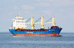 General Cargo BBC PARANA (IMO:9571387)L.143 m B.23 m Flagge Antigua & Barbuda Reederei Briese Schiffahrt-Leer. auf der Elbe am 05.09.2021 vor Cuxhaven. 