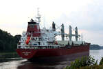 Bulk carrier LADY BEGÜM (IMO:9625607) Flagge Marshall Islands am 30.07.2022 im NOK bei Schacht Audorf.