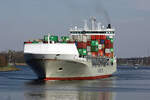 CONTAINER ship VERA RAMBOW (IMO:9432220) Flagge Deutschland im NOK am 07.04.2023 bei Schacht Audorf.