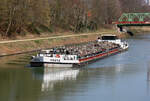 GMS FREYA (ENI:04005520) L.80 m B.9,06 m T 1119 Baujahr 1943 Flagge Deutschland auf dem   RHK in Datteln am 26.03.2022 zu Berg.