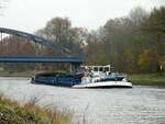 GMS  OHRE  (04001810 , 80 x 8,25m) am 21.11.2021 im Sacrow-Paretzer-Kanal / km 26 / UNTERE HAVEL-WASSERSTRASSE  auf Bergfahrt nach Berlin.