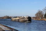 GMS  WIMA  (04801230 , 80 x 9,5m) am 21.01.2022 im Sacrow-Paretzer-Kanal /  UNTERE HAVEL-WASSERSTRASSE  Höhe Schlänitzsee auf Bergfahrt.