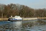 GMS  KÖNIGSTEIN  (04031220 , 80 x 8,20m) am 02.03.2022 im Sacrow-Paretzer-Kanal  /  UNTERE HAVEL-WASSERSTRASSE  Höhe Schlänitzsee auf Bergfahrt nach Berlin.