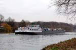 TMS  DETTMER TANK 134  (02338171 , 86 x 9,60m) am 24.01.2023 im Sacrow-Paretzer-Kanal /  UNTERE HAVEL-WASSERSTRASSE  Höhe Neu Fahrland auf Bergfahrt nach Berlin.