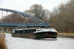 GMS  IDEAL  (04604690 , 80 x 8,20m) am 07.02.2025 auf dem Sacrow-Paretzer-Kanal / UNTERE-HAVEL-WASSERSTRASSE  Höhe km 26 bei Marquardt zu Tal.