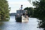 Die D/S  Turisten  kommt aus dem Ara und nhert sich der Strmsfoss sluser; 12.09.2009