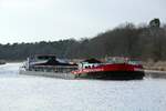 GMS  NIEDERSACHSEN 21  (ENI 02326219 , 100 x 11m) am 02.03.2025 auf dem  ELBE-HAVEL-KANAL  vor Kader Schleuse zu Berg Richtung Schleuse Wusterwitz / Brandenburg / Havel.