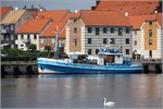 Die 1943 in Laboe gebaute ANTARES wird heute für Angelfahrten eingsetzt. Das Schiff ist 27 m lang, 5 m breit und kann bis zu 48 Passagiere aufnehmen. Hier liegt sie am 03.06.2016 in Helsingør (Dänemark). Frühere Namen: ALBERT GALLICH, SLEIPNER.