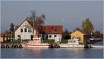 Das Seenotrettungsboot HEINZ ORTH und das Fischereiaufsichtsboot FREEST liegen im Fischereihafen Freest. 10.11.2019