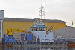 Arbeitsschiff NOORCAT (IMO 9569322) am 28.01.2022 im Hafen von Neustadt / Holstein