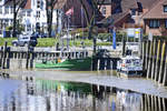 Der Hafen in Tönning (Nordfriesland) bei Niedrigwasser. Aufnahme: 31. März 2020.