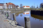 Der Hafen in Tönning (Nordfriesland) bei Niedrigwasser.