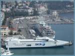 Die NGV Asco eine Korsikafähre aus Calvi im Hafen von Nizza.