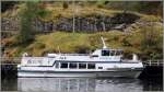 Die FJORD LORD der Aurland Land og Fjordservice (ALF) liegt am 27.09.2012 in Flam. 80 Passagieren finden auf ihr Platz. 