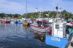 Der Fischereihafen von Ustka (Stolpmünde) vom Leuchtturm aus gesehen.