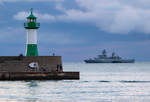 Korvette BRAUNSCHWEIG F 260 am frühen Abend vor Sassnitz.