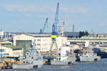 Korvetten Deutsche Marine F 265, F 267 und F 266 am 02.09.2022 im Hafen von Hamburg