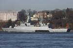 Korvette F267 KARLSRUHE; Eigner/Betreiber: Bundeswehr (Marine); Datum: 20.01.2026; Aufnahmeort: Elbe/Hafen Hamburg, Deutschland.
