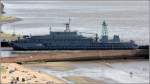 Das Wohnschiff Y 891 ALTMARK der Deutschen Marine luft am 23.07.2013 durch die Geestemndung in den Fischereihafen in Bremerhaven ein.