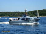 V 18 am 22.6.2009, Kieler Förde /  Barkasse mit Kajüte der Deutschen Marine / Verkehrsboot Klasse 934, Typ 59 / Lüa  14 m, B 8 m, Tg 0,9 m / Serie von 19 Booten, gebaut 1986-88 /   