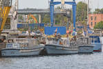 Pinassen P 19, P 20 und P 14 im Hafen von Lübeck.