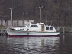Die Barkasse Marine 1 in Berlin-Baumschulenweg.