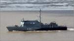 Minensucher M 1065 DILLINGEN der Deutschen Marine am 03.09.2014 Höhe Bremerhaven Weser aufwärts fahrend.