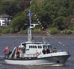 Patrouillenboot MHV 808  / LYRA; Eigner/Betreiber: Marine D�nemark; Datum: 08.05.2026; Aufnahmeort: Elbe/Hafen Hamburg, Deutschland; Das Bild entstand anl�sslich der Einlaufparade zum 837.