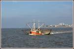 Fischkutter GRE 9  ODIN  am 13.10.2010 vor der Insel Norderney auf Krabbenfang.