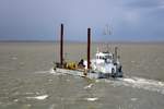 Arbeitsschiff  Rochen  der Firma Bohlen & Doyen auf der Nordsee.