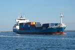 Am 1.9.2021 läuft das unter niederländischer Flagge fahrende Containerschiff MS Anja in den Hafen von Rostock-Warnemünde ein.