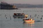 Die Fischerboote 4NA 868 und im Vordergrund 2NA 1921 am frühen Morgen des 31.03.2014 im Golf von Neapel vor Bacoli.