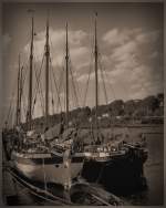 Alte Segelschiffe im Museumshafen.Das Bild ist mit EBV auf alt verflscht. Foto vom 2.10.07. 