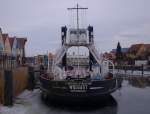 07.02.2014 - ein Winterbild der ehemaligen Eisenbahnfhre  Fhrschiff Stralsund  im Museumshafen Wolgast / MV.