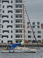 Eine Segelyacht Anfang Juni 2018 in Aalborg.