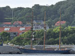 Ein Segelschiff Anfang Juni 2018 in Aalborg.