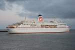 MS DEUTSCLAND, Kreuzfahrtschiff, hat gerade den Hafen von Esbjerg verlassen.