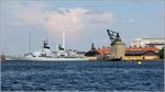 Der ehemalige Marinestüztpunkt Nyholmen ist hier zu sehen. Markant ist der 1748-51 gebaute Mastkran. Hier liegen u.a. die ehemaligen Marineschiffe F352 PEDER SKRAM und P547 SEHESTED. 02.06.2016