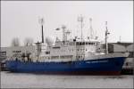 Die 1985 gebaute GEOLOG DMITRIY NALIVKIN (IMO 8119039) wartet im Fischereihafen von Bremerhaven auf den nchsten Auftrag. Sie ist 71,6 m lang, 12,8 m breit und hat eine GT von 1935. Heimathafen ist Murmansk (Russland). 07.03.2009
