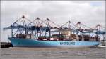 Die fast 400 m lange EMMA MAERSK (IMO 9321483) am 06.09.2007 an der Stromkaje in Bremerhaven.