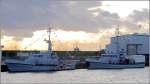 MHV 813 BAUNEN und MHV 901 EN sind Patrouillenboote der Dnsichen Heimatwache. Die BAUNEN ist 24 m lang, 6 m breit und ist in Korsr stationiert. Die EN ist 27,5 m lang, 6 m breit und hat Rdby als Heimathafen. Hier liegen sie am 27.08.2010 whrend der Sail 2010 im Kaiserhafen von Bremerhaven.