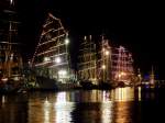 Festlich beleuchtete Tall-Ships bei der Sail-Bremerhaven am Vorabend der Auslaufparade (13.08.2005)