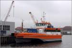 Die 2013 bei Fjellstrand in Norwegen gebaute WORLD SCIROCCO (IMO 9681730) liegt am 21.04.2014 im Fischereihafen 2 in Bremerhaven. Dieses OWFSC (offshore wind farm service craft) ist 23 m lang, 9,5 m breit und kann mit einer Geschwindigkeit von 25 kn 12 Personen und Material zu Offshore-Windparks befördern. Heimathafen ist Esbjerg (Dänemark).