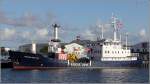Die KREBS HELIOS (IMO 6818617) ist der zu einem Unterstützerschiff für die Offshore-Windenergieanlagen umgebaute ehemalige Tonnenleger BRUNO ILLING des WSA Bremerhaven. Hier liegt sie am 07.09.2015 im Fischereihafen 2 in Bremerhaven.
