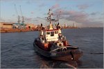 Die 1997 gebaute BUGSIER 20 (IMO 9158484) ist am 23.03.2016 in Bremerhaven im Einsatz. Dieser Bugsier-Schlepper ist 30,54 m lang, 11 m breit, hat eine Maschinenleistung von 3.690 kW und einen Pfahlzug von 50 t. Heimathafen ist Hamburg.