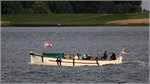 Das Helgoländer Börteboot No. 3 ist am 28.05.2016 auf der Unterweser unterwegs. Es wird jetzt von der Schiffergilde Bremerhaven unterhalten.