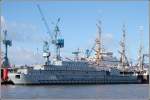 Whrend das Segelschulschiff GORCH FOCK in den Bredo-Docks in Bremerhaven lag, war die Mannschaft auf dem Wohnschiff Y 895 WISCHE direkt nebenan untergebracht. Aufnahmedatum: 28.01.2008
