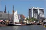 Die Nordische Jagt GRÖNLAND (links) konnte 2017 ihren 150. Geburtstag feiern. Als Geburtstagsgäste waren am 26.05.2017 die Nordische Jagt NORDEN (Baujahr 1870) und rechts der ehemalige dänische Zollkreuzer RIGMOR (Baujahr 1853) im Neuen Hafen von Bremerhaven versammelt.
