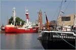 Das 1956 gebaute Feuerschiff BORKUMRIFF aus Borkum lag während des Seestadtfestes im Neuen Hafen von Bremerhaven. 24.05.2019